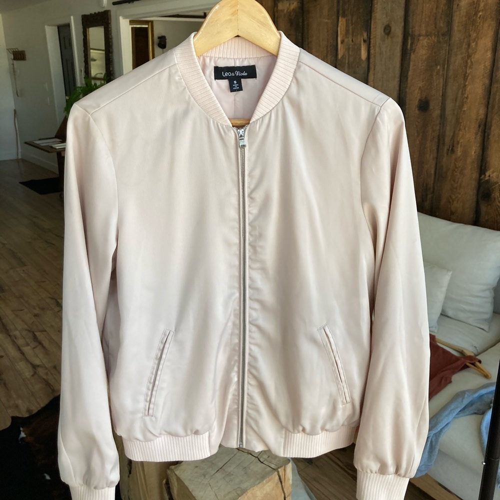 Blush pink bomber jacket